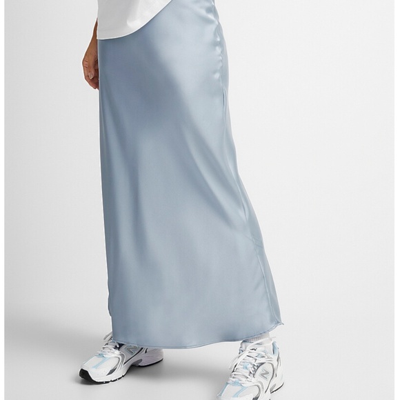 Baby blue satiny maxi skirt made in USA NWT - Picture 9 of 9
